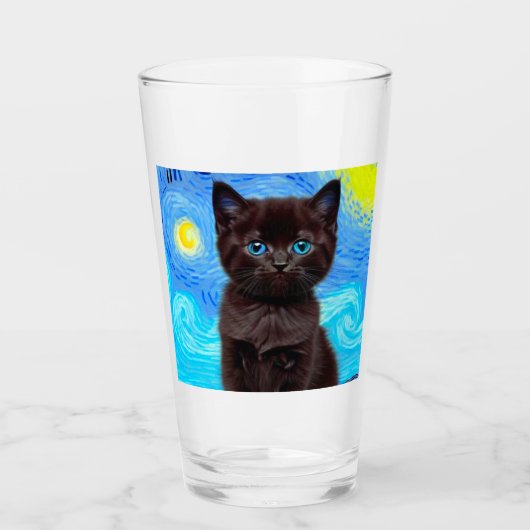 Verre Van Gogh Starry Night Black Cat (Devant)