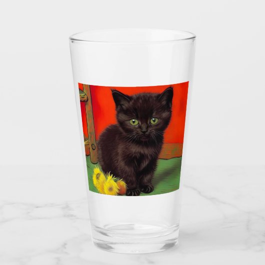 Verre Van Gogh Style Chat noir (Devant)