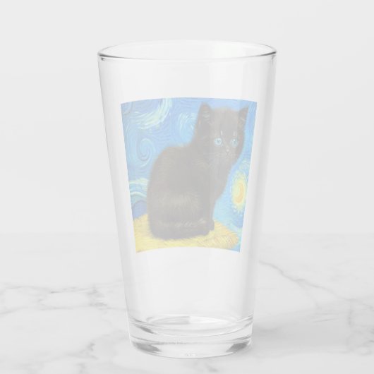 Verre Van Gogh Style Starry Night Cat (Dos)