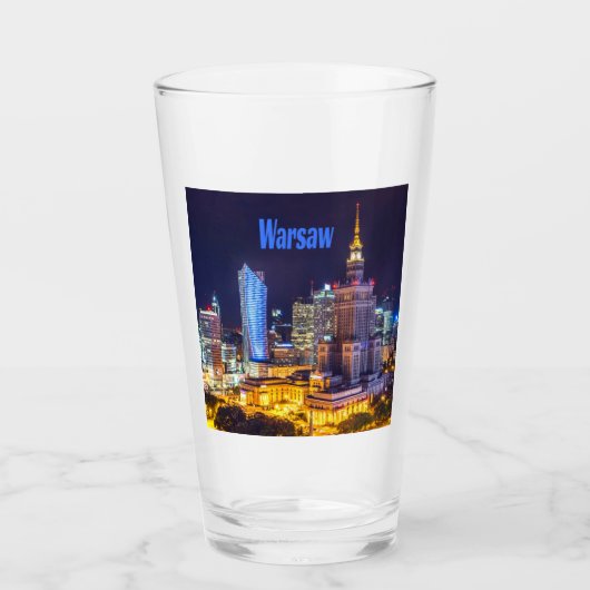 Verre Varsovie Pologne Nuit Skyline Varsovie Spire (Devant)
