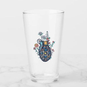 Verre Vase de grenade à main de fleurs