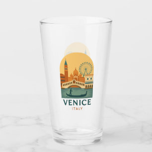 Verre Venise Vintage Italie Voyage Gondole et Ville Rétr