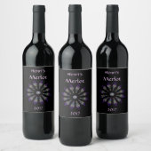 Verre verni noir et violet Mandala Vin Étiquette (Bouteilles)