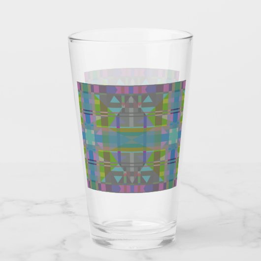 Verre Vert bleu violet géométrique (Devant)