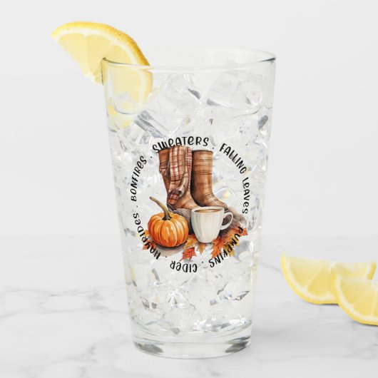 Verre Vibes D'Automne Cosy - Bottes, Épices Citrouilles, (Devant glace)