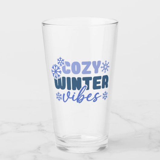 Verre Vibes d'hiver confortables - Typographie du flocon (Devant)