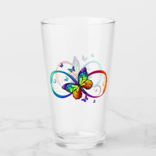 Verre Vibrant infinity with rainbow butterfly on black