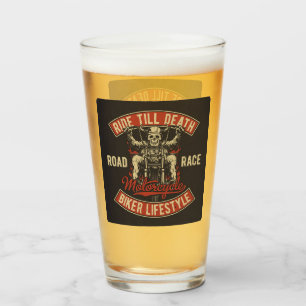 Verre Vie de motard en moto jusqu'à la mort Bière