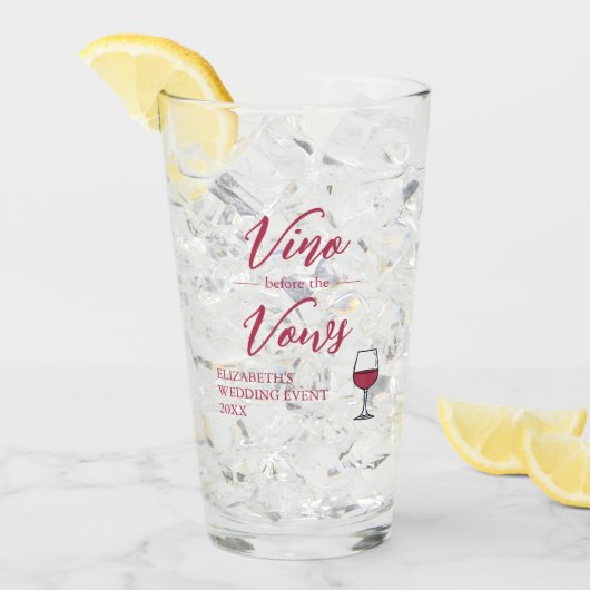 Verre Vino Avant La Fête des mariées Vows/Bachelorette (Devant glace)