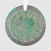 Verre vintage Boule de Noël Frosté Glace Turquoise (devant)