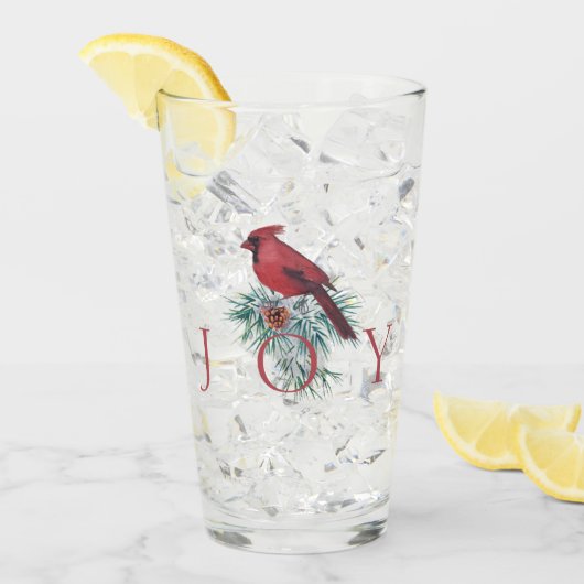 Verre Vintage cardinal sur mesure Noël (Devant glace)