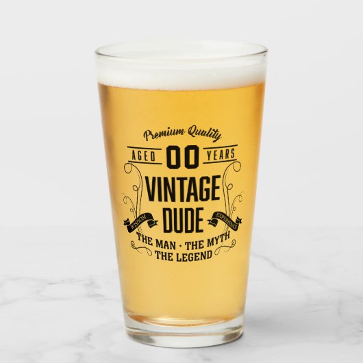 Verre Vintage Dud'âge personnalisé (Devant (rempli))