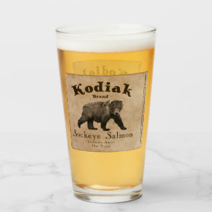 Verre Vintage Étiquette Saumon Kodiak