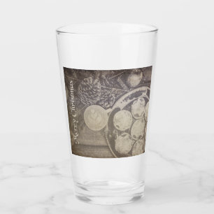 Verre Vintage Motif de Noël avec Cookies et Café