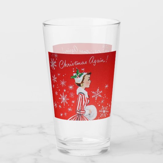 Verre vintage retro femme de Noël (Devant)