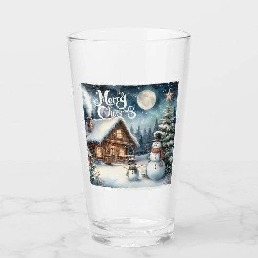 Verre Vintage/Russe/Snowman/Noël (Devant)