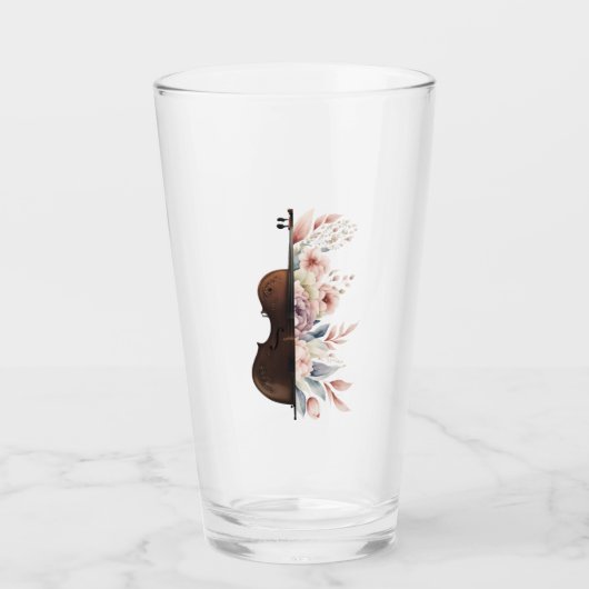Verre Violon aux fleurs. (Devant)