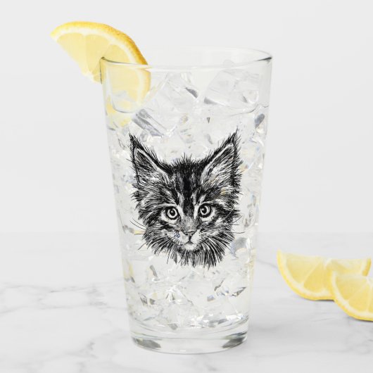 Verre Visage de Kitten noir et blanc (Devant glace)