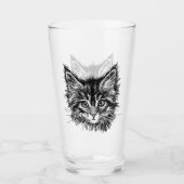 Verre Visage de Kitten noir et blanc (Devant)