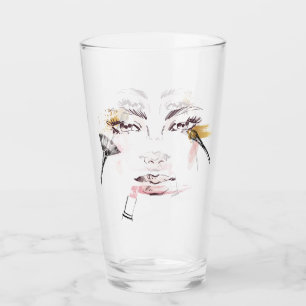 Verre Visage de maquillage d'aquarelle
