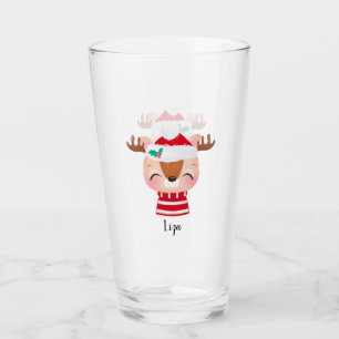 Verre Visage de rennes souriants de Noël