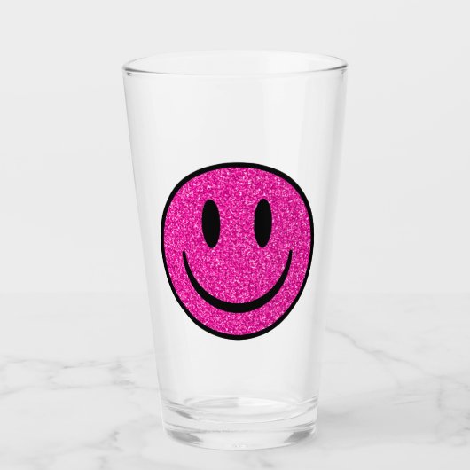 Verre Visage de sourire rose Parties scintillant (Devant)