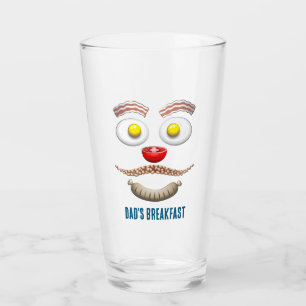 VERRE VISAGE HEUREUX DE PAPA AU PETIT-DÉJEUNER
