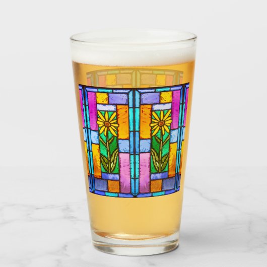 Verre Vitrail Jaune marguerite (Devant (rempli))