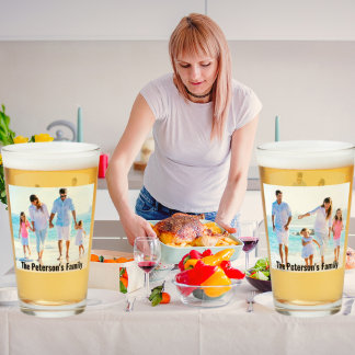 Verre Vos 2 photos de famille | Nom personnalisé | Impre