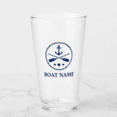 Verre Votre bateau ou nom Ancre & Oars Navy Blue (Devant)