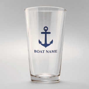 Verre Votre nom de bateau Ancre bleue