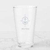 Verre Votre nom de bateau Bleu Ancre Compass (Dos)