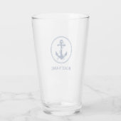 Verre Votre nom de bateau Corde bleue et Ancre (Dos)