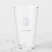 Verre Votre nom de bateau Marine Blue Compass Ancre (Dos)