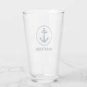 Verre Votre nom de bateau Marine Blue Rope & Ancre (Dos)