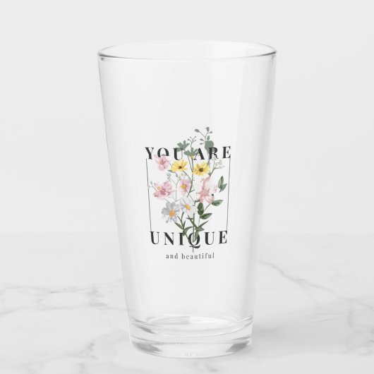 Verre Vous êtes un Slogan floral unique (Devant)