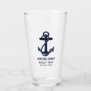 Verre Voyage familial annuel en bateau Ancre bleu marine