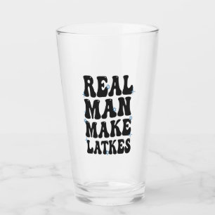 Verre Vrai homme fait des latkes drôles funky Hanukkah