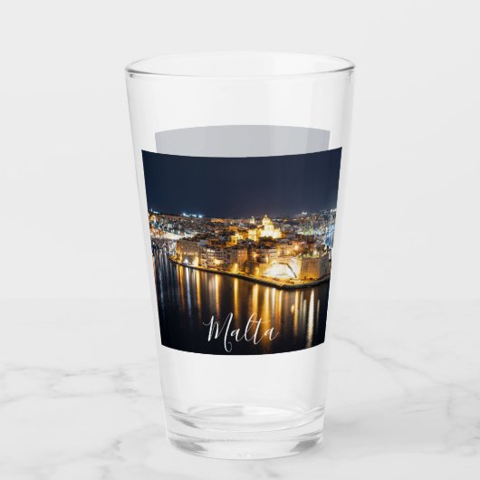 Verre Vue de Trois villes à Malte la nuit (Devant)