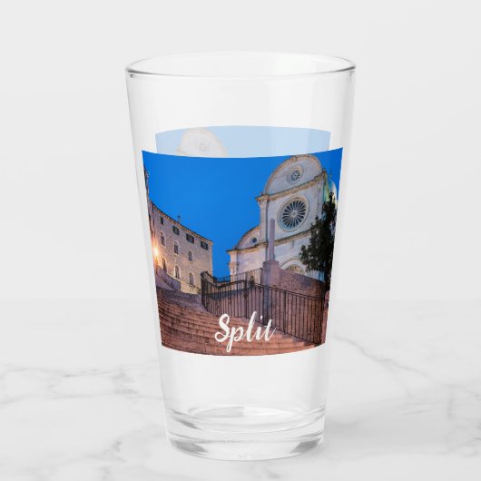 Verre Vue nocturne des escaliers et de l'église à Split, (Dos)