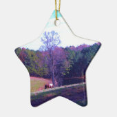 Verre weg Horse in een Paars veld Keramisch Ornament (Links)