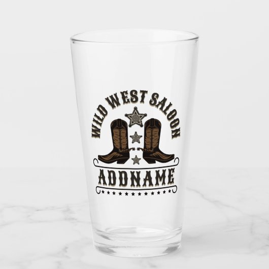 Verre Western Cowboy Boots AJOUTER LE NOM Sheriff Spurs  (Devant)