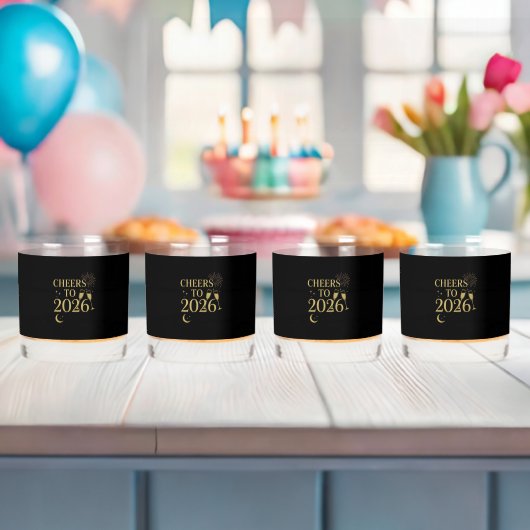 Verre Whiskey 2026 - Elégant noir & or (Insitu (Baby Shower))