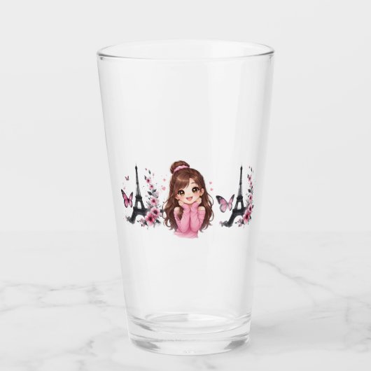 Verre Whispers of Paris Petals Over the Eiffel A Butterf (Devant)