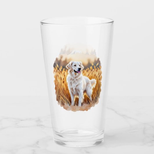 Verre White Golden Retriever Dog (Devant)