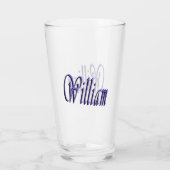Verre William Nom En Bleu Brillance, (Dos)