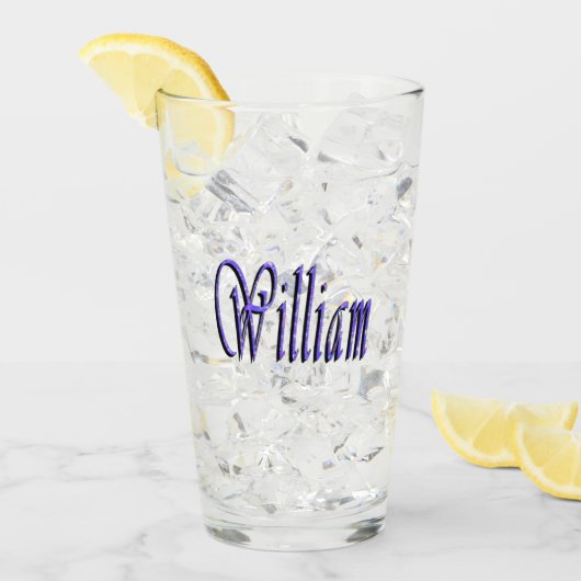 Verre William Nom En Bleu Brillance, (Devant glace)