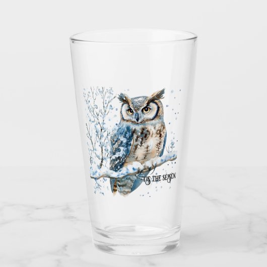 Verre Winter Snowflakes Blue Owl Christmas Snow (Devant)