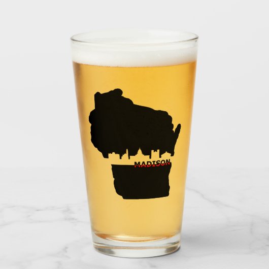 Verre Wisconsin Madison Skyline Thème Beer Glass (Devant (rempli))