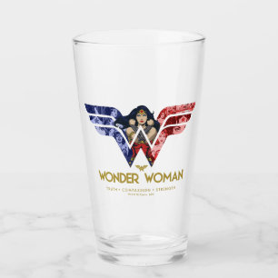 Verre Wonder Woman Crossed Arms dans le logo collage